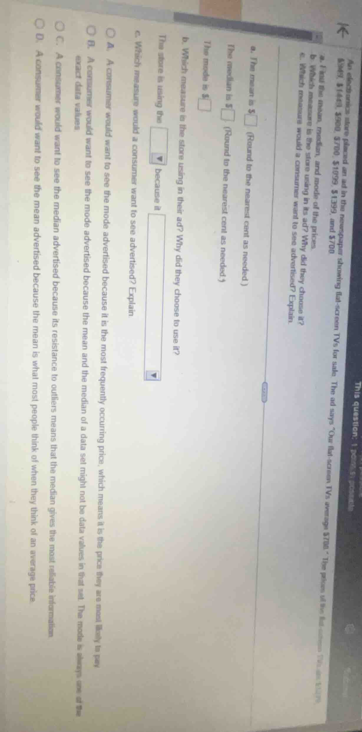 an electronics store placed an ad in the newspaper showing flat - scree…