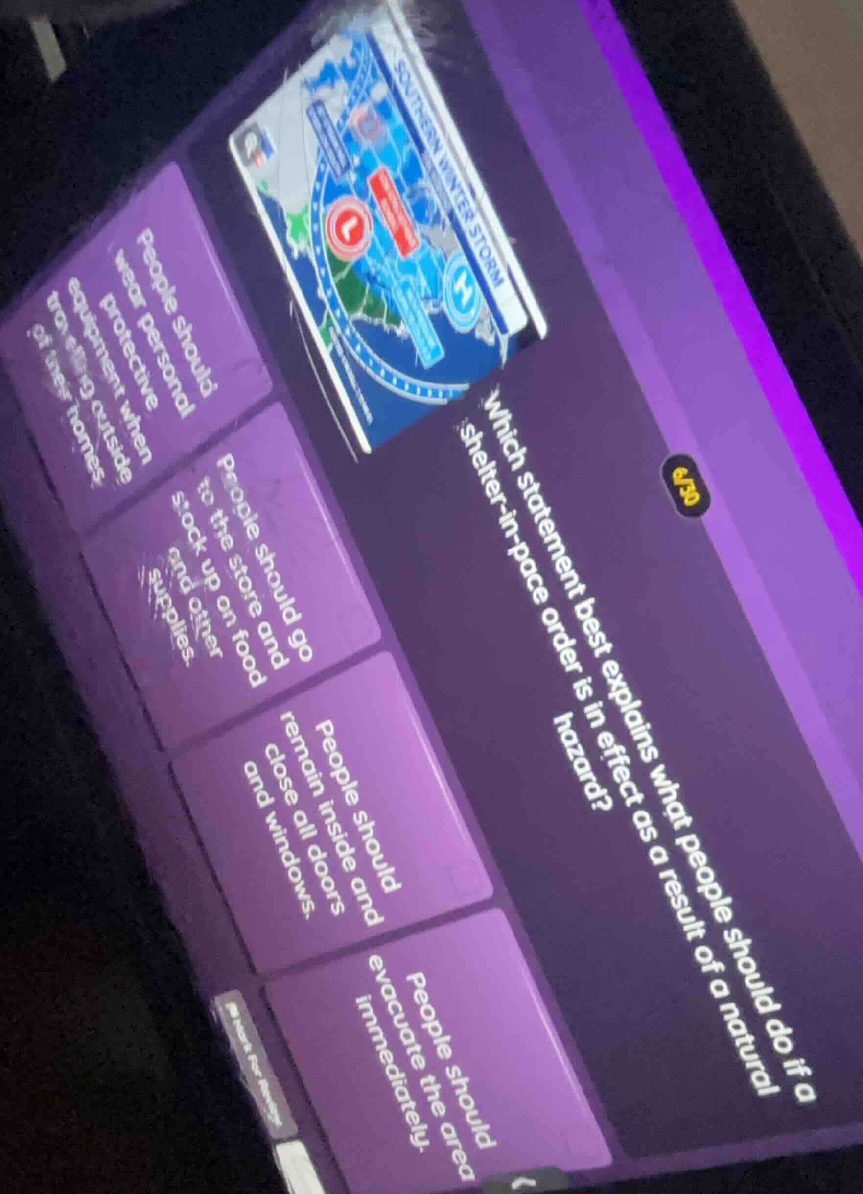 which statement best explains what people should do if a shelter - in -…