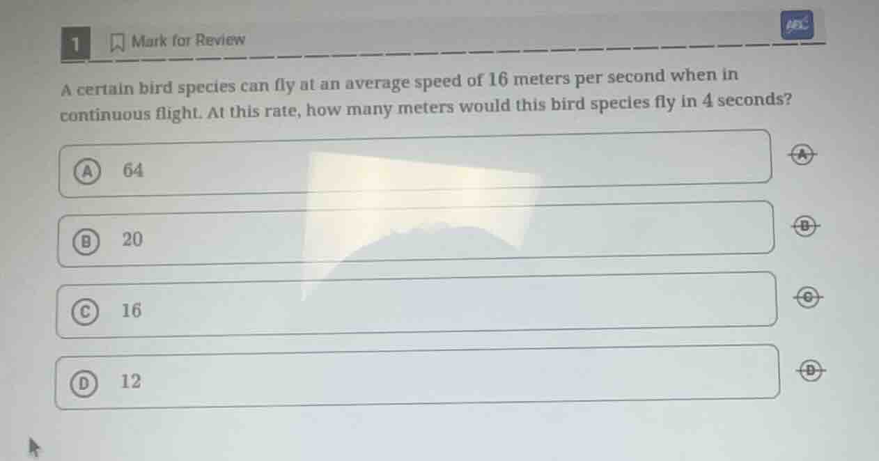a certain bird species can fly at an average speed of 16 meters per sec…