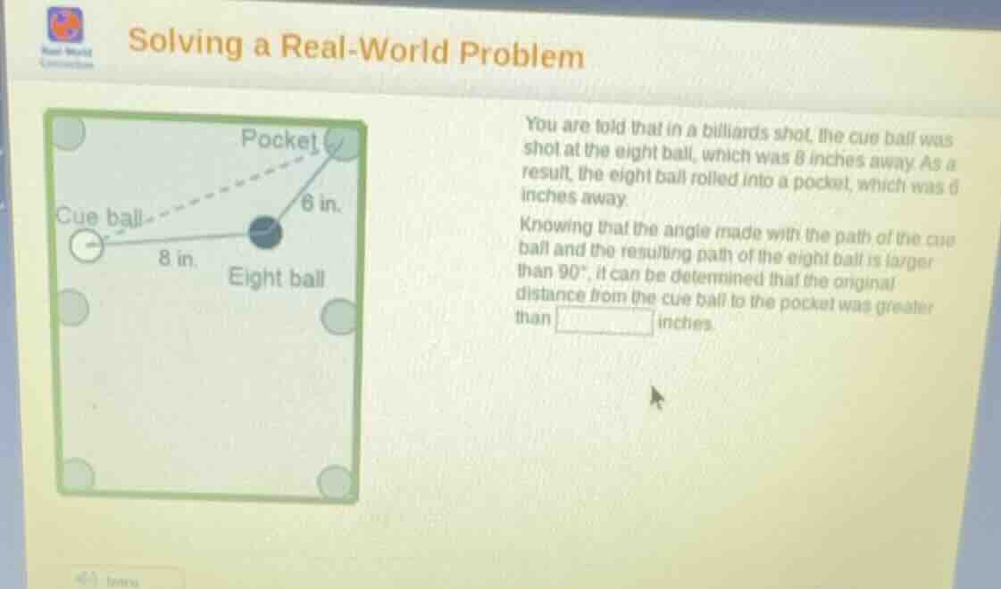 solving a real - world problem you are told that in a billiards shot, t…