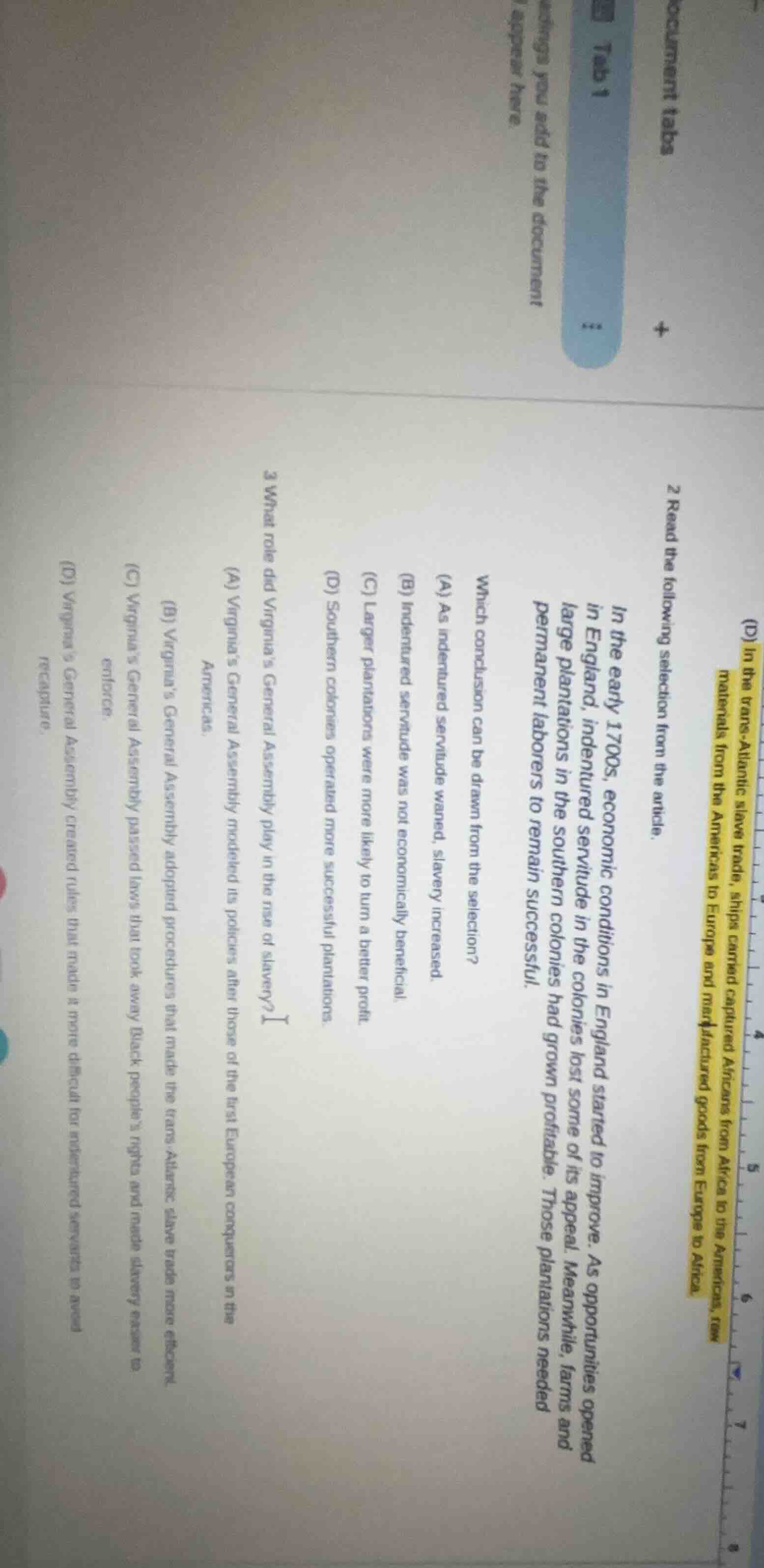 2 read the following selection from the article. in the early 1700s, ec…