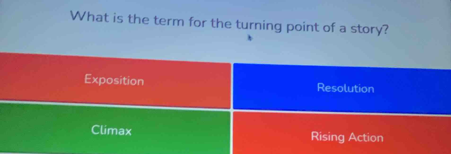 what is the term for the turning point of a story? exposition resolutio…