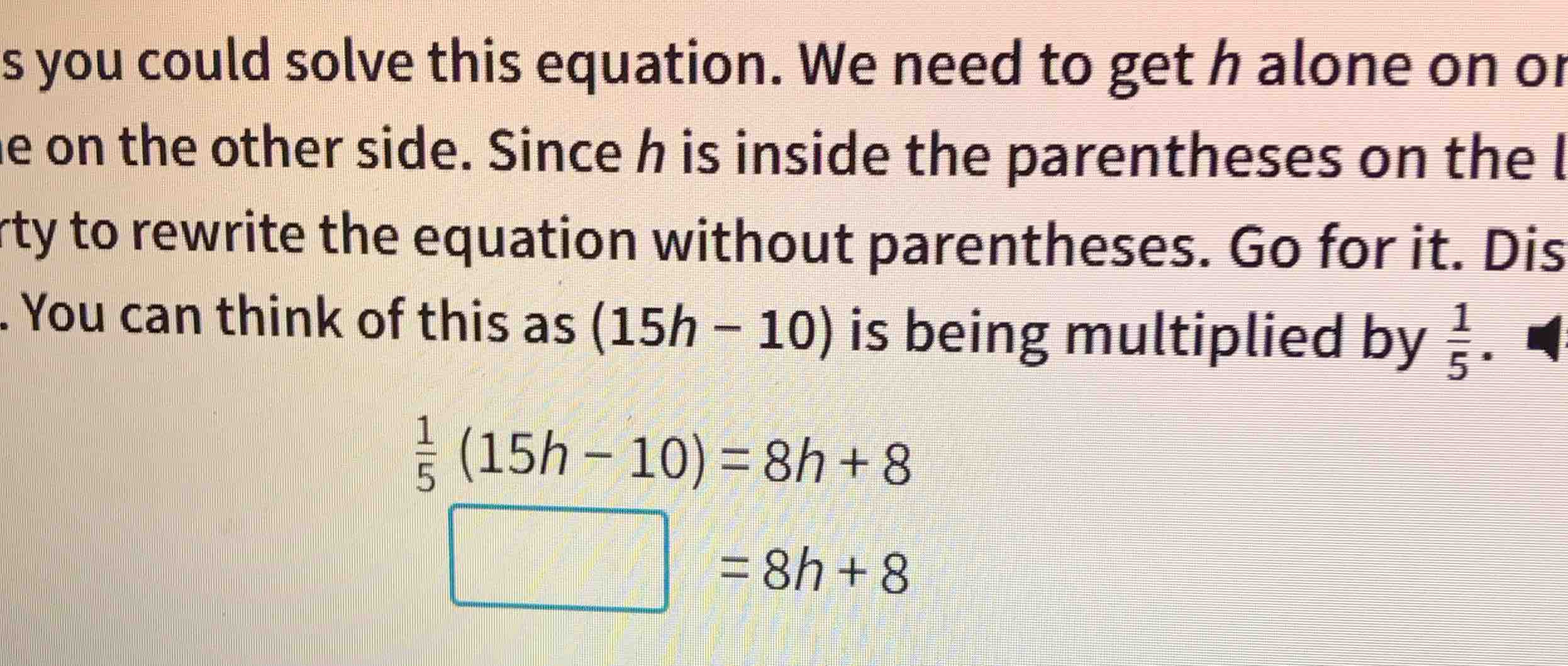 s you could solve this equation. we need to get h alone on or e on the …