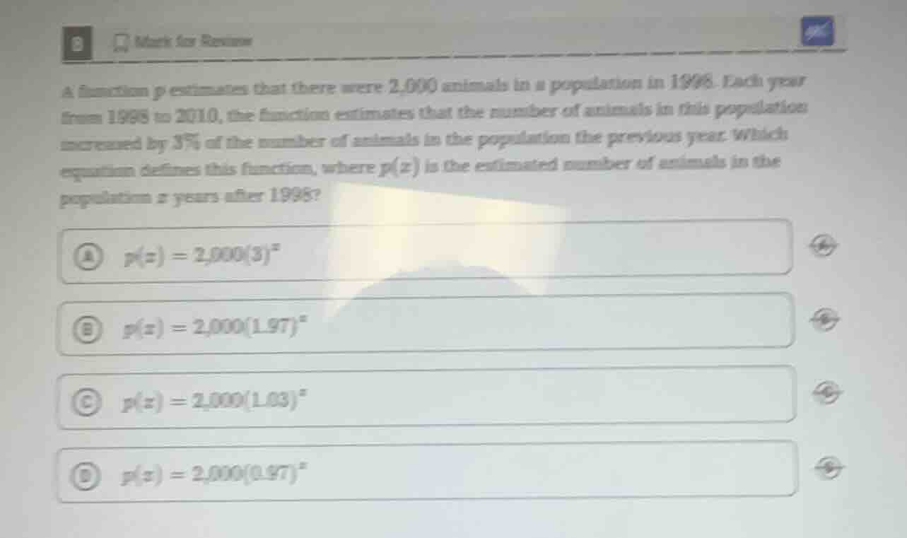 a function p estimates that there were 2,000 animals in a population in…