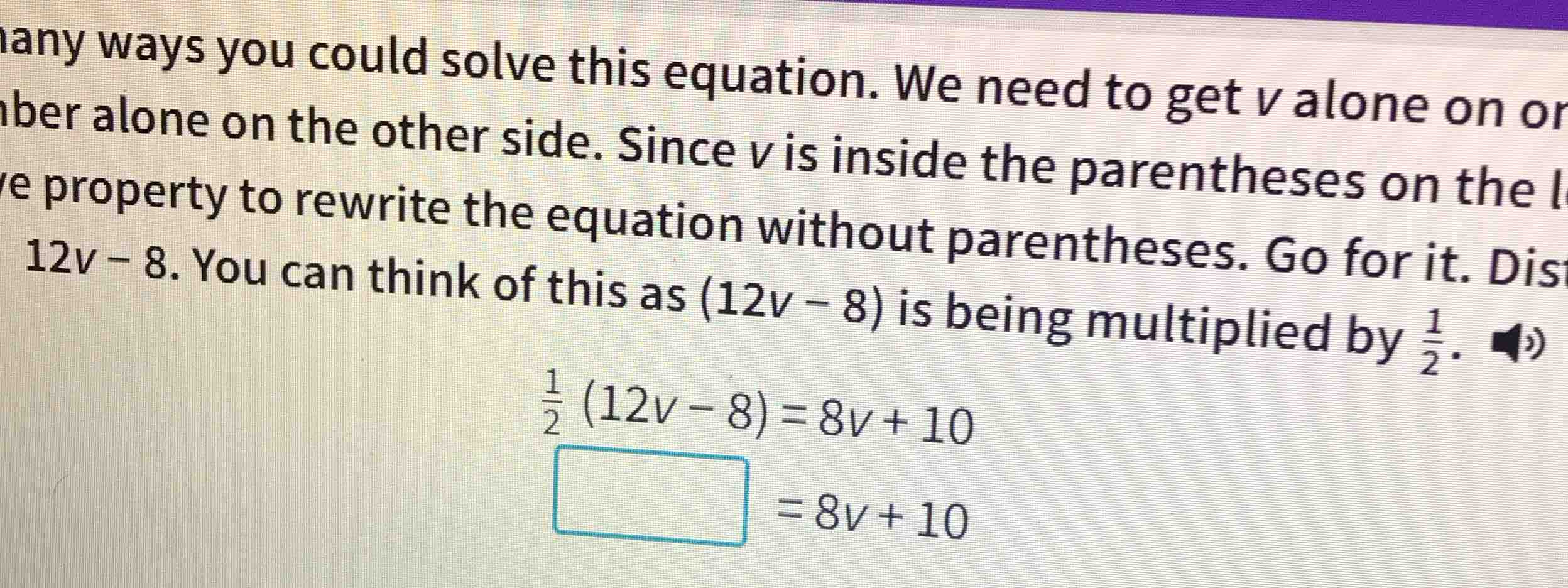 many ways you could solve this equation. we need to get v alone on orbe…