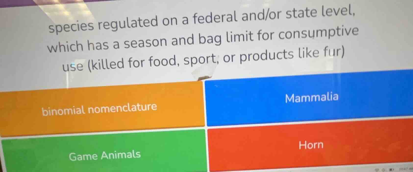 species regulated on a federal and/or state level, which has a season a…