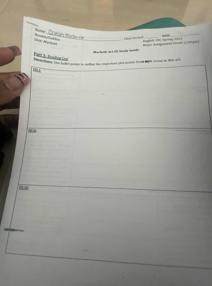 name: class period due: brown/golden english 10c spring 2025 unit: macb…