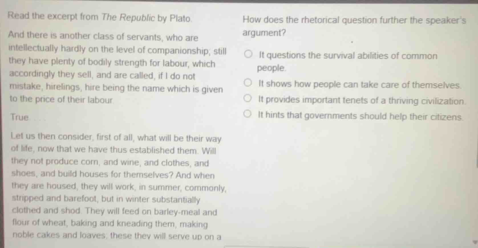 read the excerpt from the republic by plato. and there is another class…