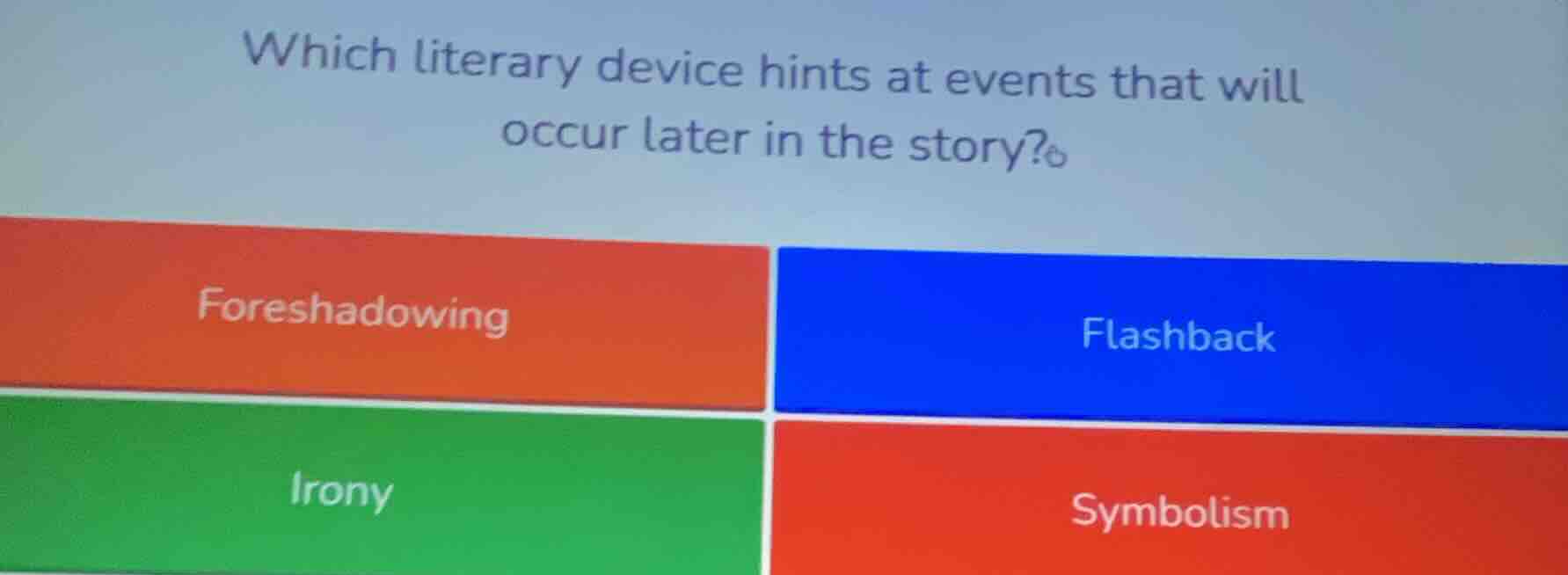 which literary device hints at events that will occur later in the stor…