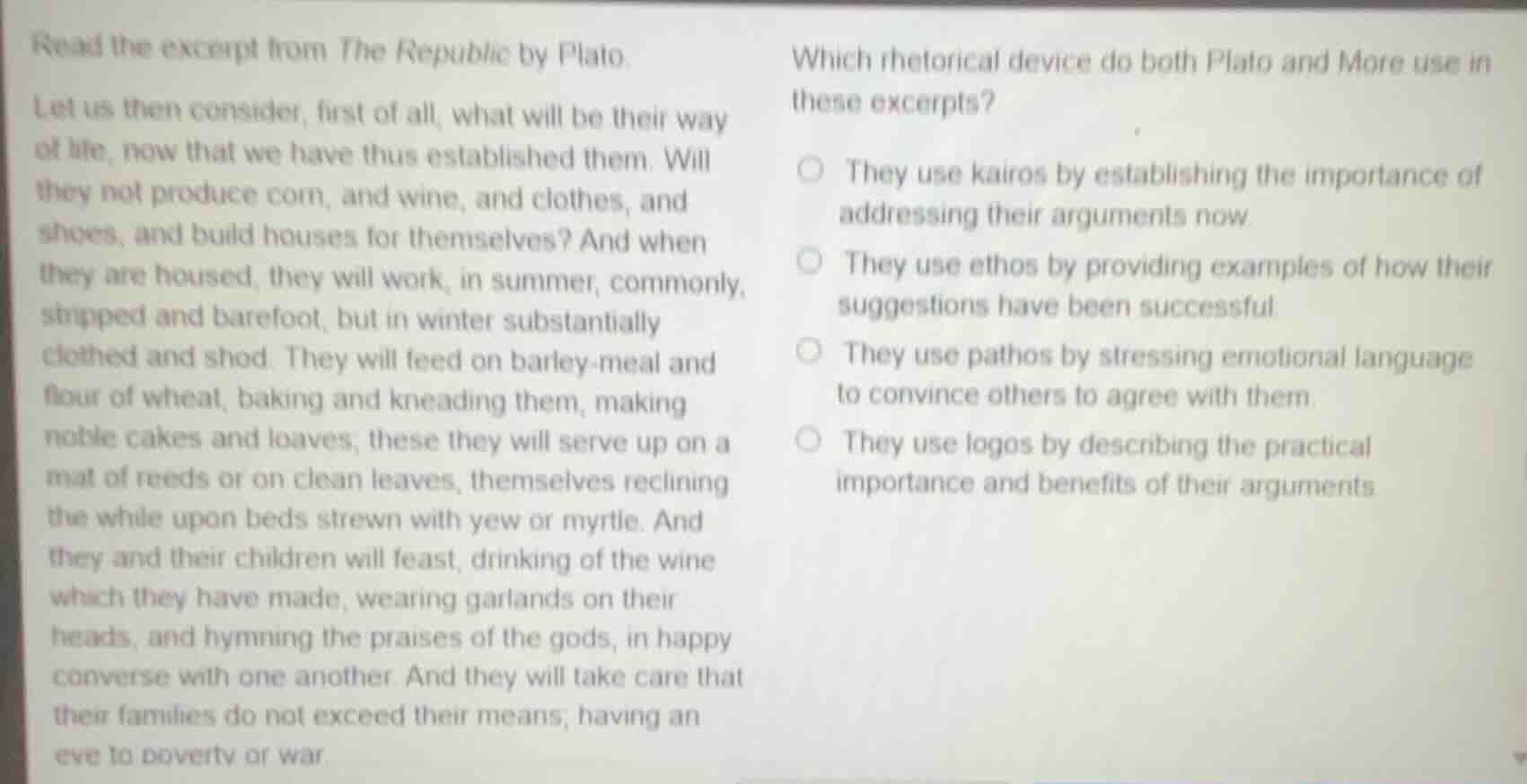 read the excerpt from the republic by plato. let us then consider, firs…