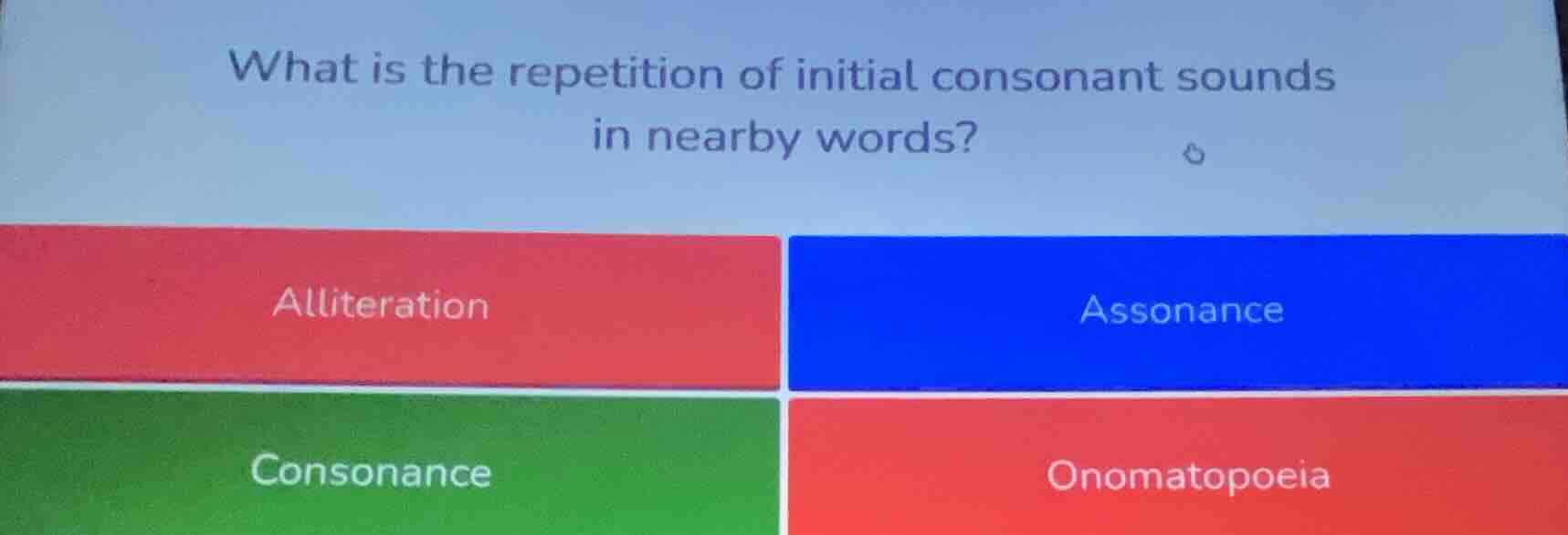 what is the repetition of initial consonant sounds in nearby words? all…