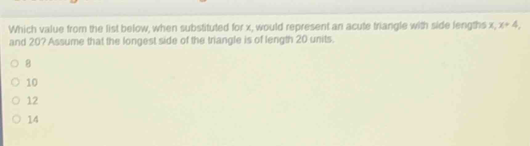 which value from the list below, when substituted for x, would represen…