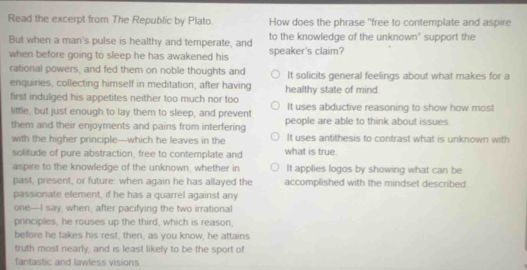 read the excerpt from the republic by plato. but when a man’s pulse is …