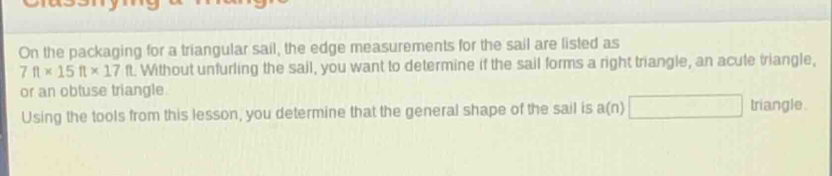on the packaging for a triangular sail, the edge measurements for the s…