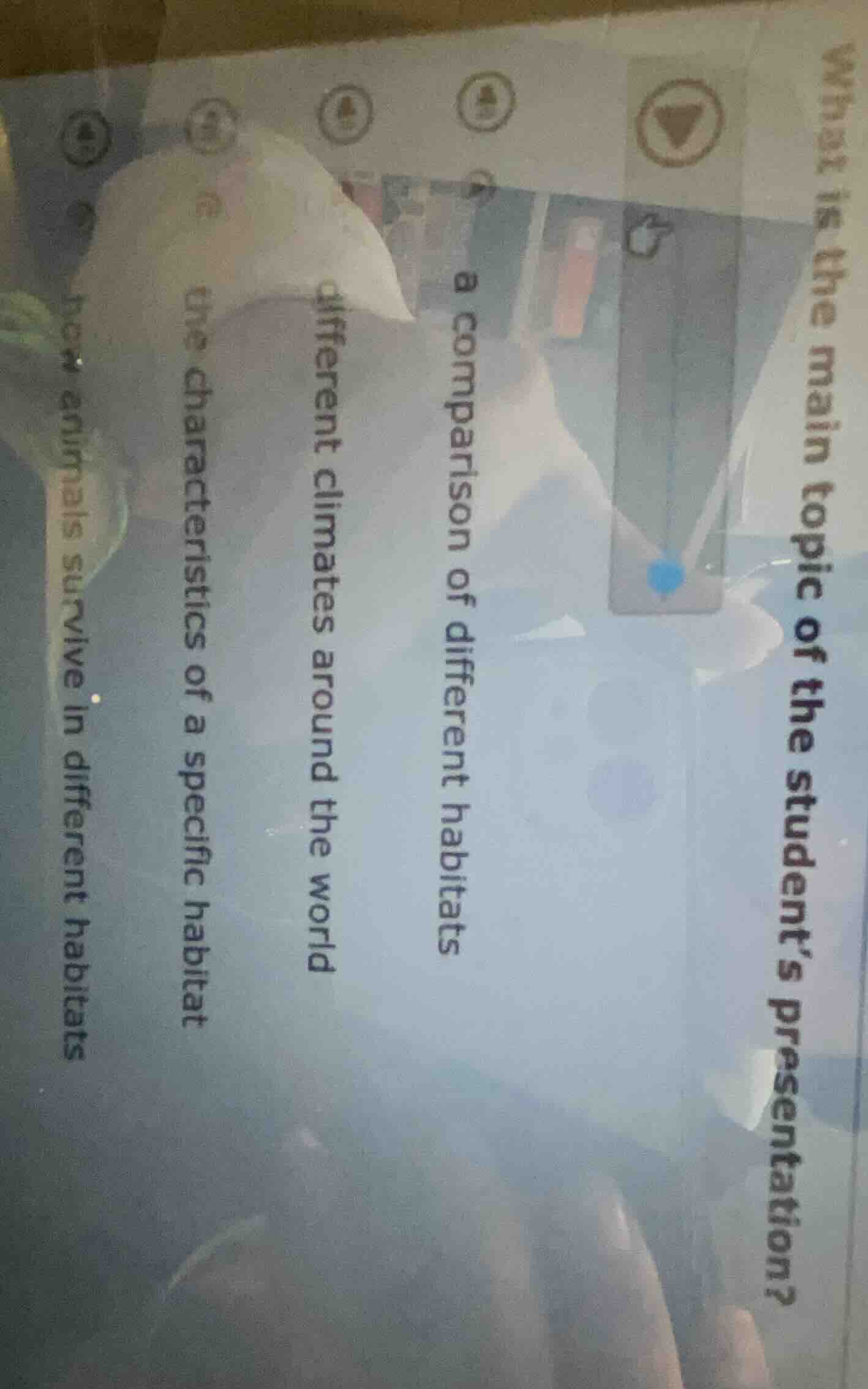 what is the main topic of the students presentation? a comparison of di…