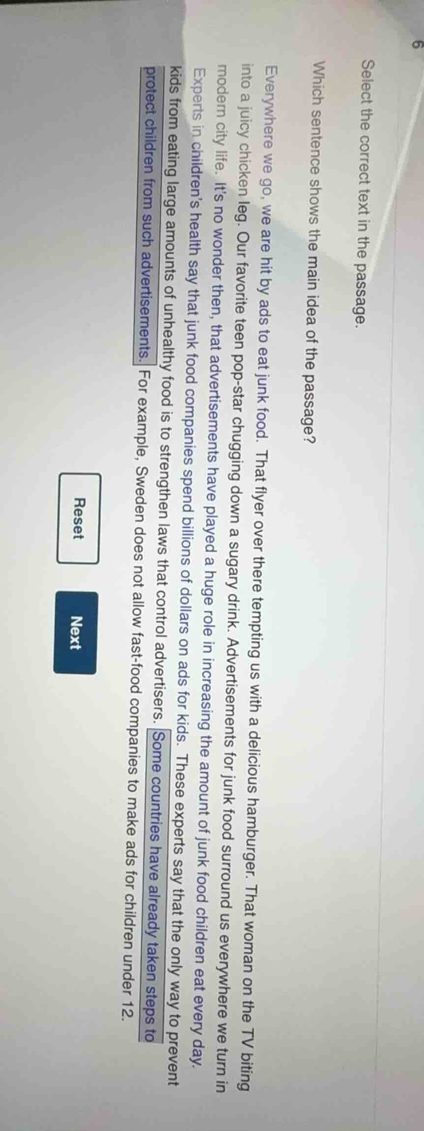 select the correct text in the passage. which sentence shows the main i…