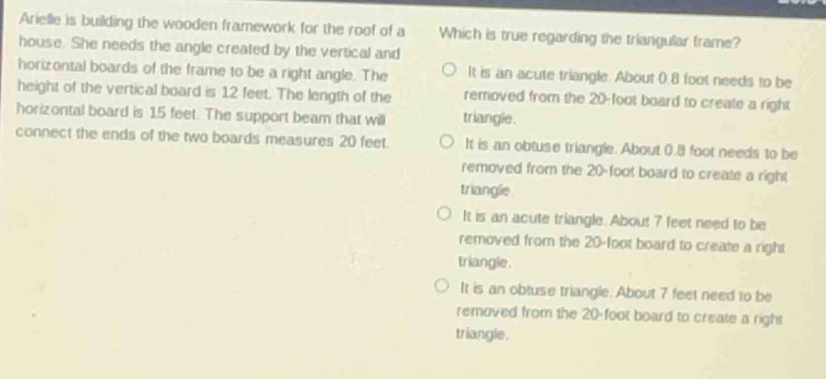 arielle is building the wooden framework for the roof of a house. she n…