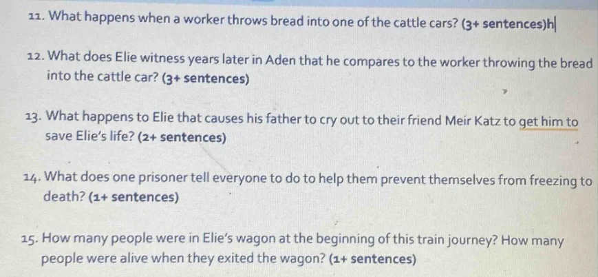 11. what happens when a worker throws bread into one of the cattle cars…