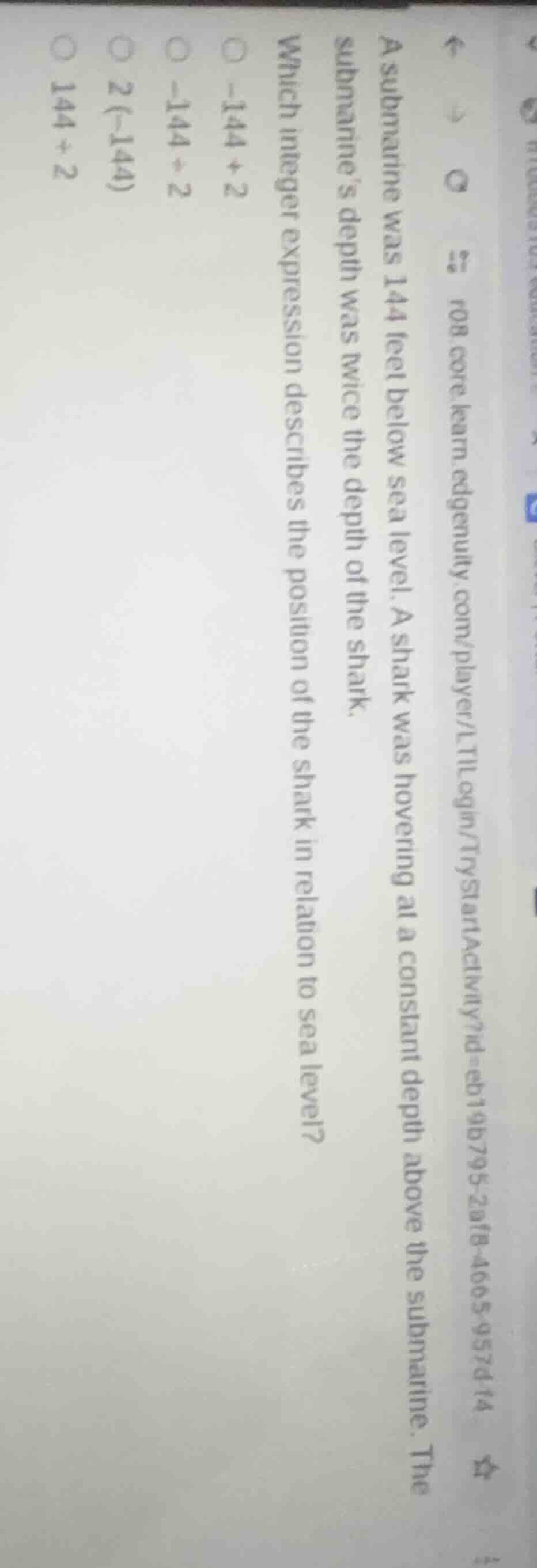 a submarine was 144 feet below sea level. a shark was hovering at a con…