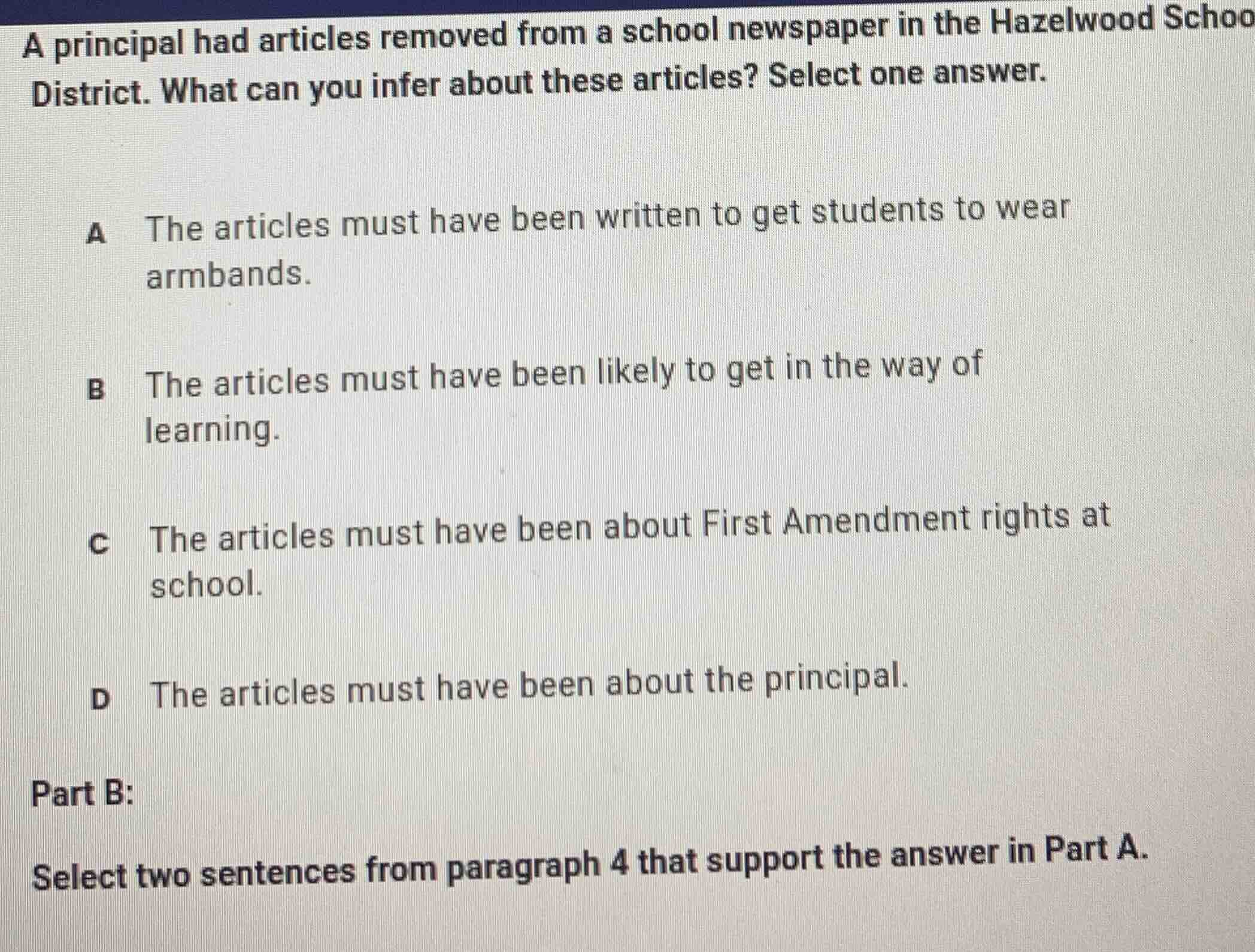 a principal had articles removed from a school newspaper in the hazelwo…