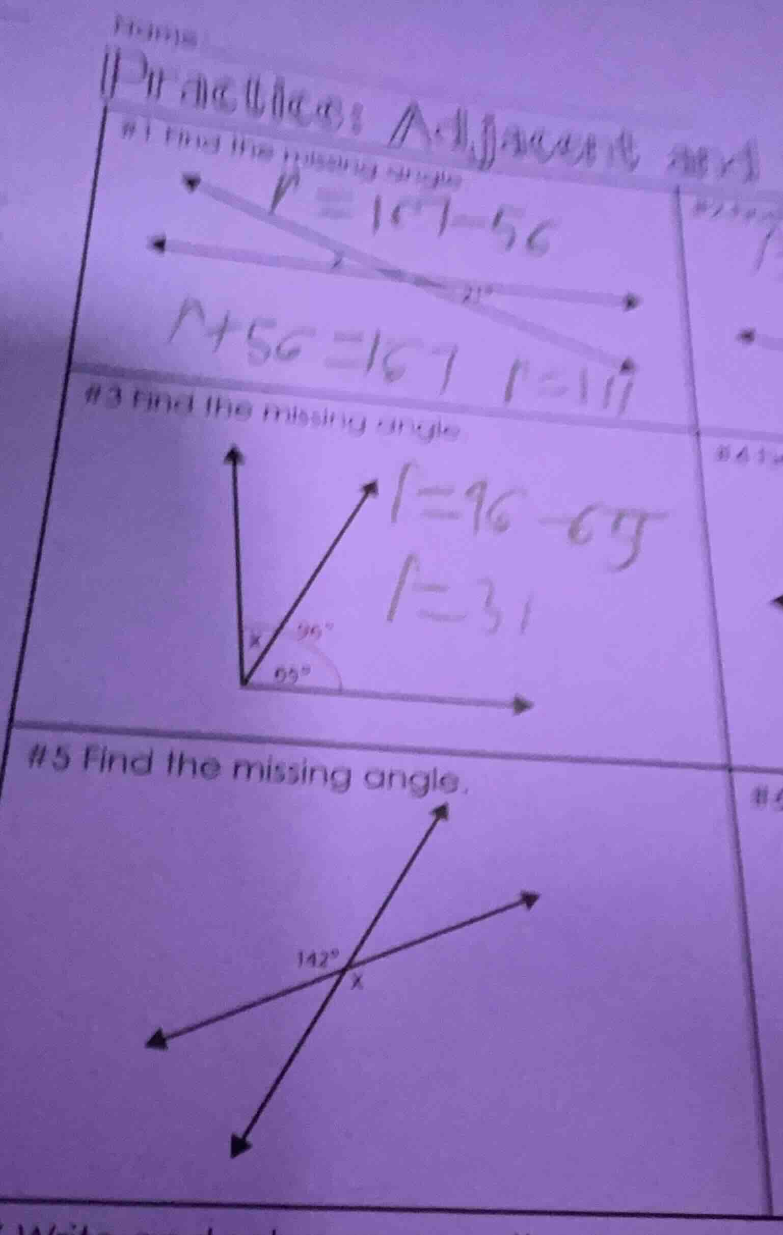 #1 find the missing angle #3 find the missing angle #5 find the missing…