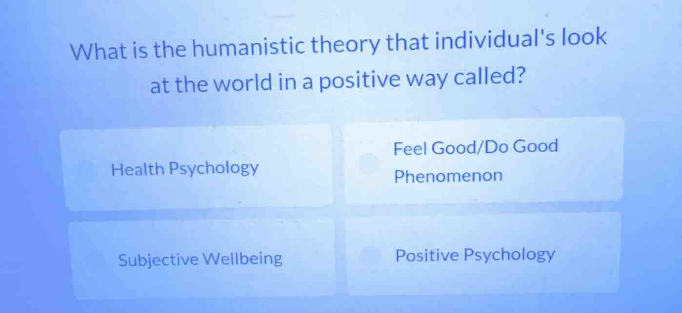 what is the humanistic theory that individuals look at the world in a p…