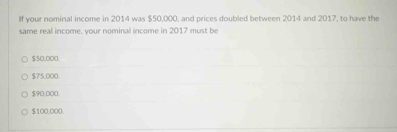if your nominal income in 2014 was $50,000, and prices doubled between …