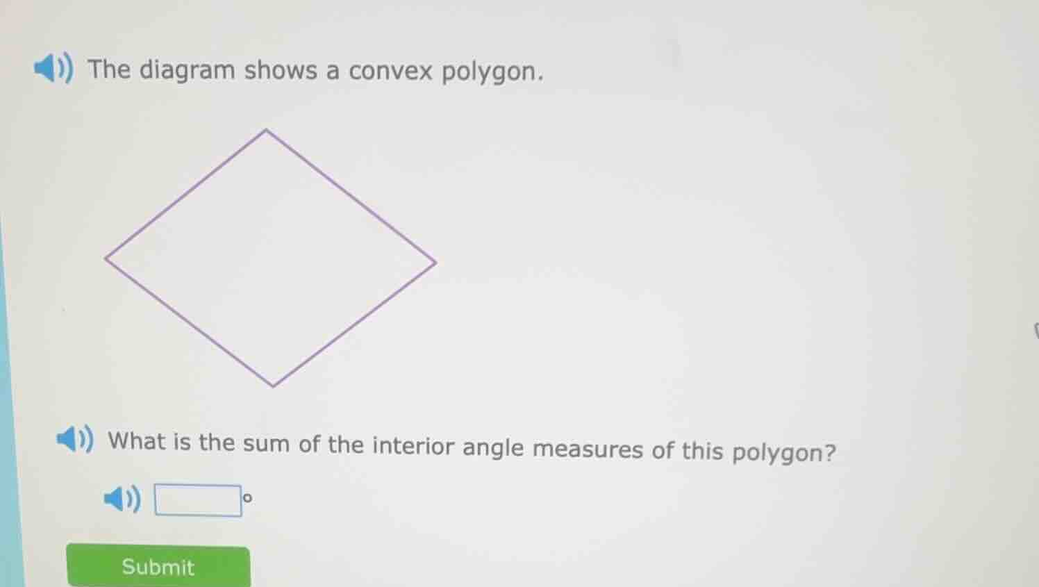 the diagram shows a convex polygon. what is the sum of the interior ang…