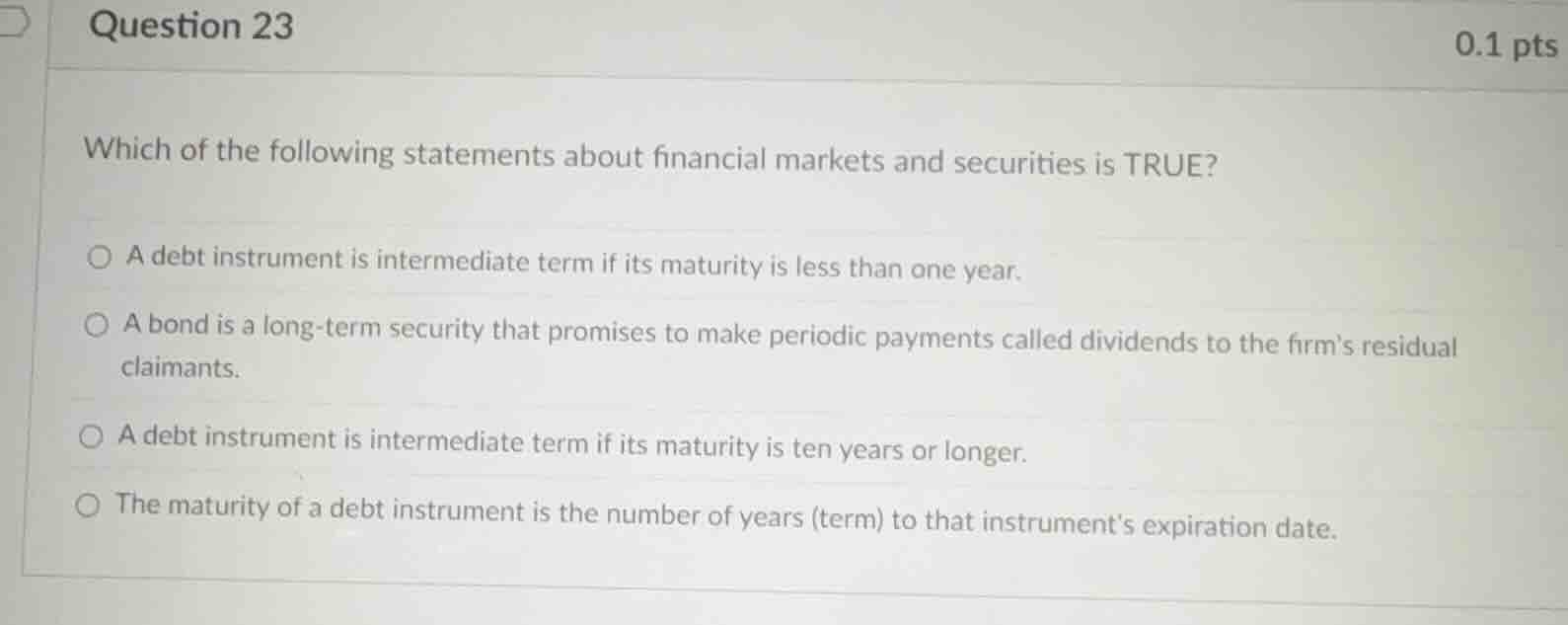 question 23 0.1 pts which of the following statements about financial m…