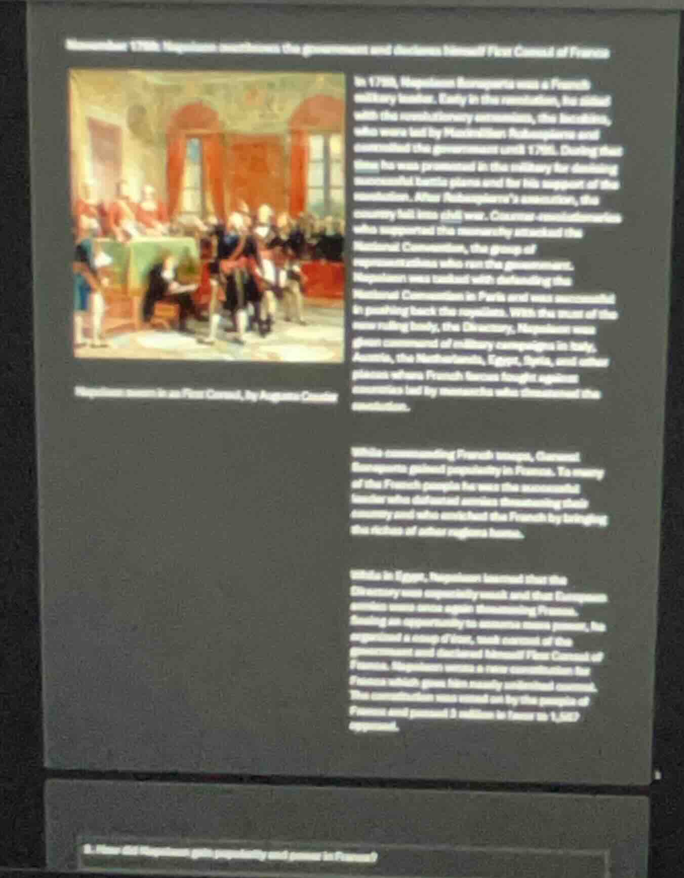 november 1799: napoleon overthrows the government and declares himself …