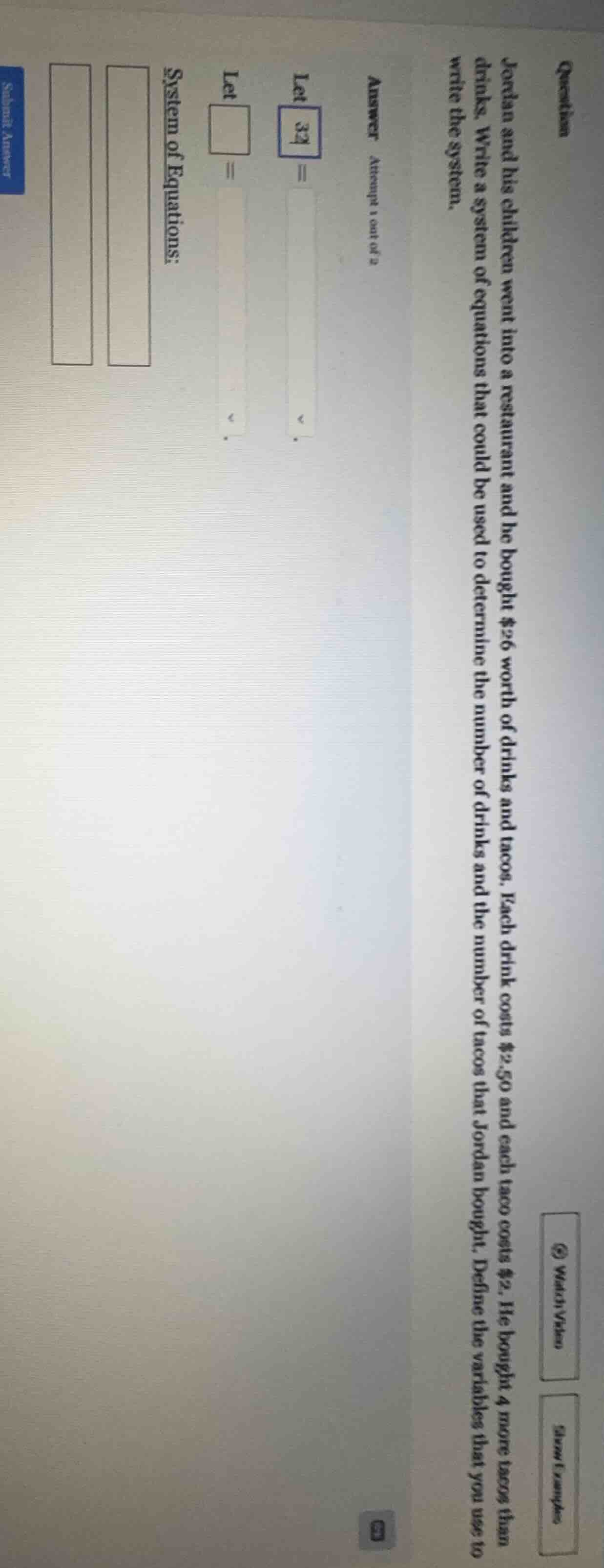 question jordan and his children went into a restaurant and he bought $…