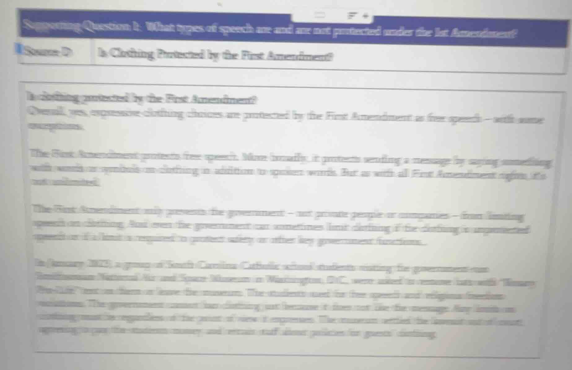 supporting question 1: what types of speech are and are not protected u…