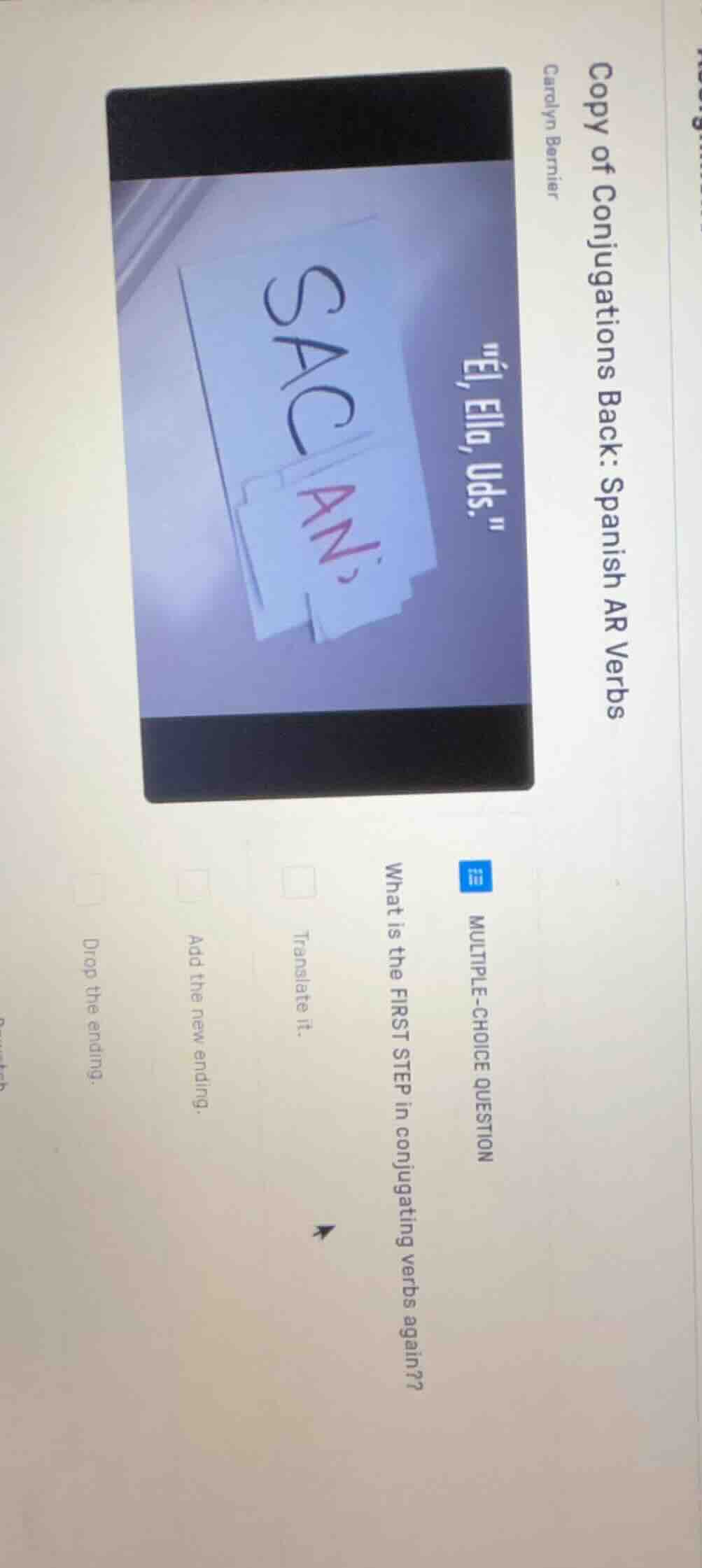 copy of conjugations back: spanish ar verbs carolyn bernier multiple-ch…