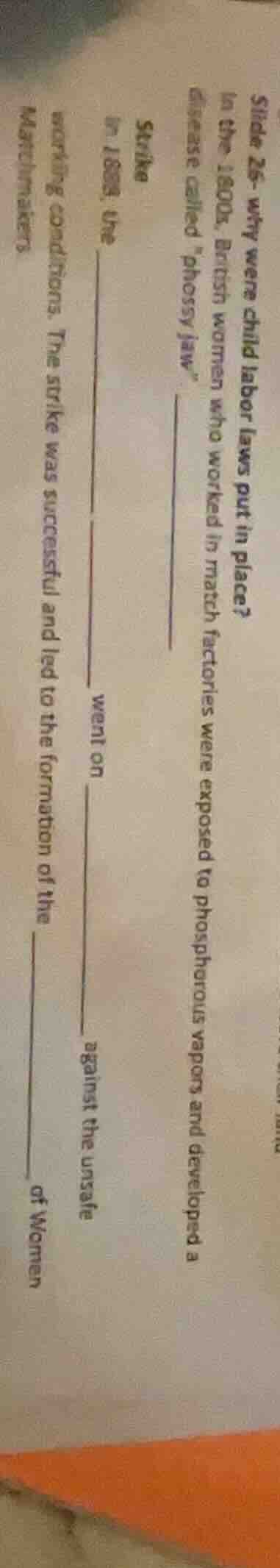 slide 26- why were child labor laws put in place? in the 1800s, british…