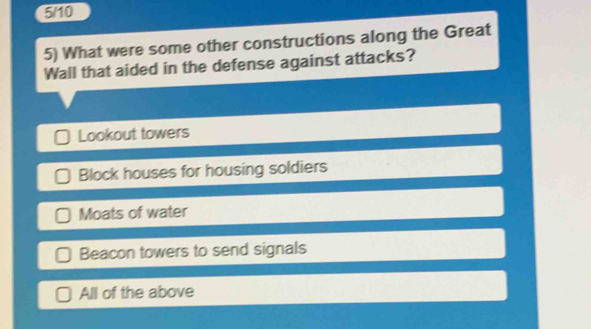 5) what were some other constructions along the great wall that aided i…