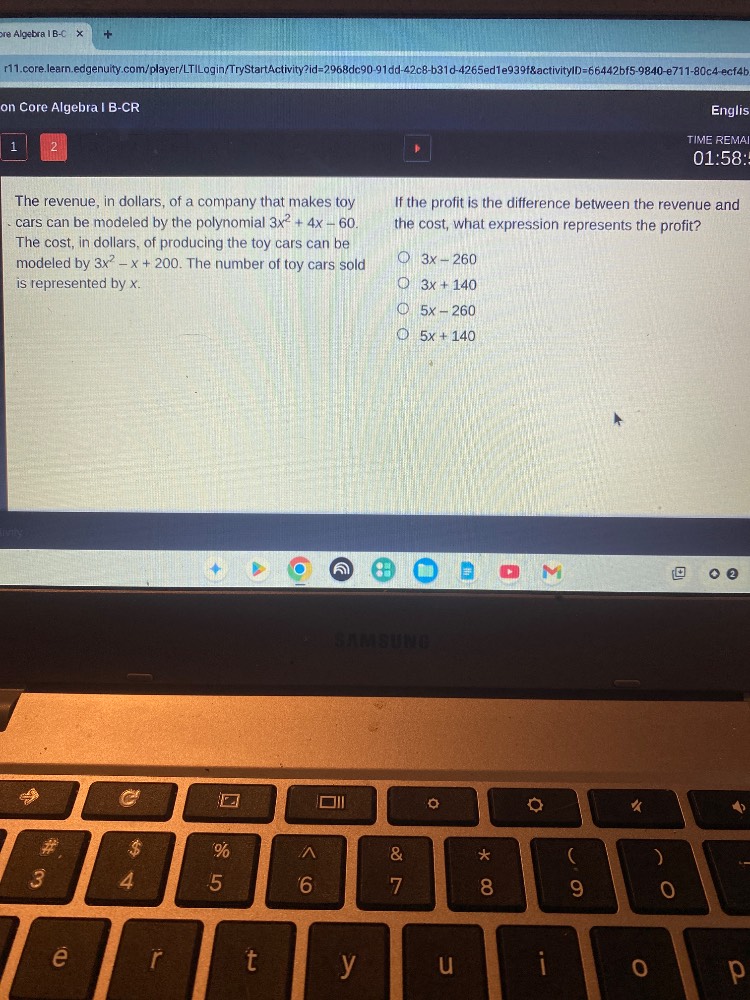 the revenue, in dollars, of a company that makes toy cars can be modele…