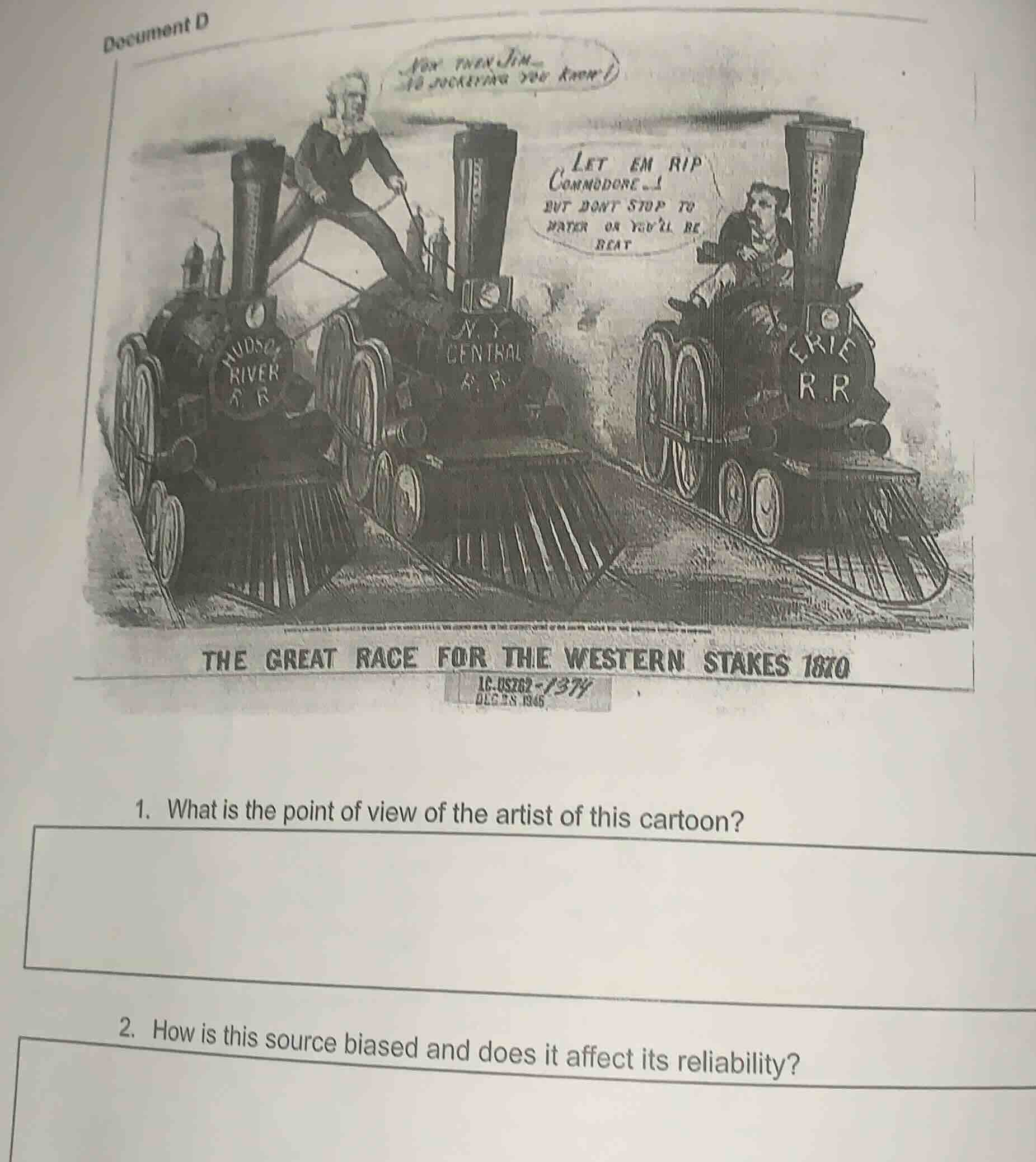 document d the great race for the western stakes 1870 1. what is the po…