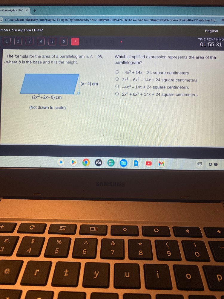 the formula for the area of a parallelogram is ( a = bh ), where ( b ) …