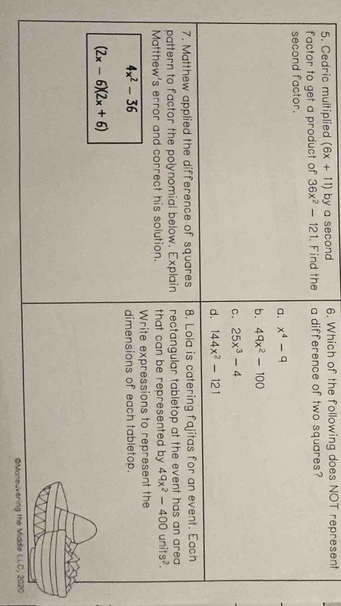 5. cedric multiplied (6x + 1) by a second factor to get a product of 36…