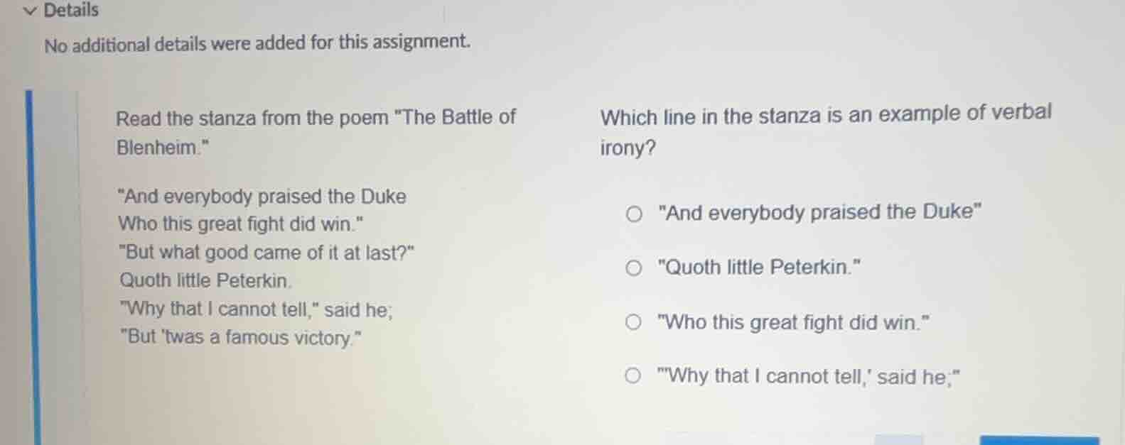 read the stanza from the poem \the battle of blenheim.\ \and everybody …