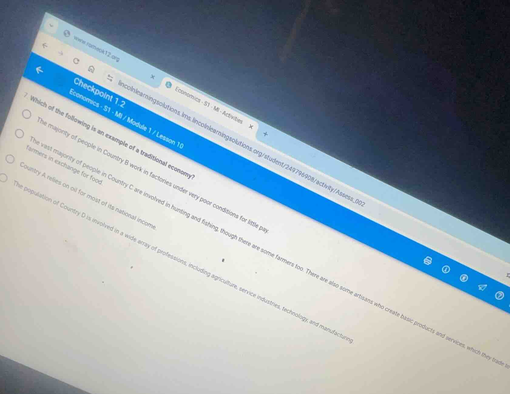 7. which of the following is an example of a traditional economy? the m…