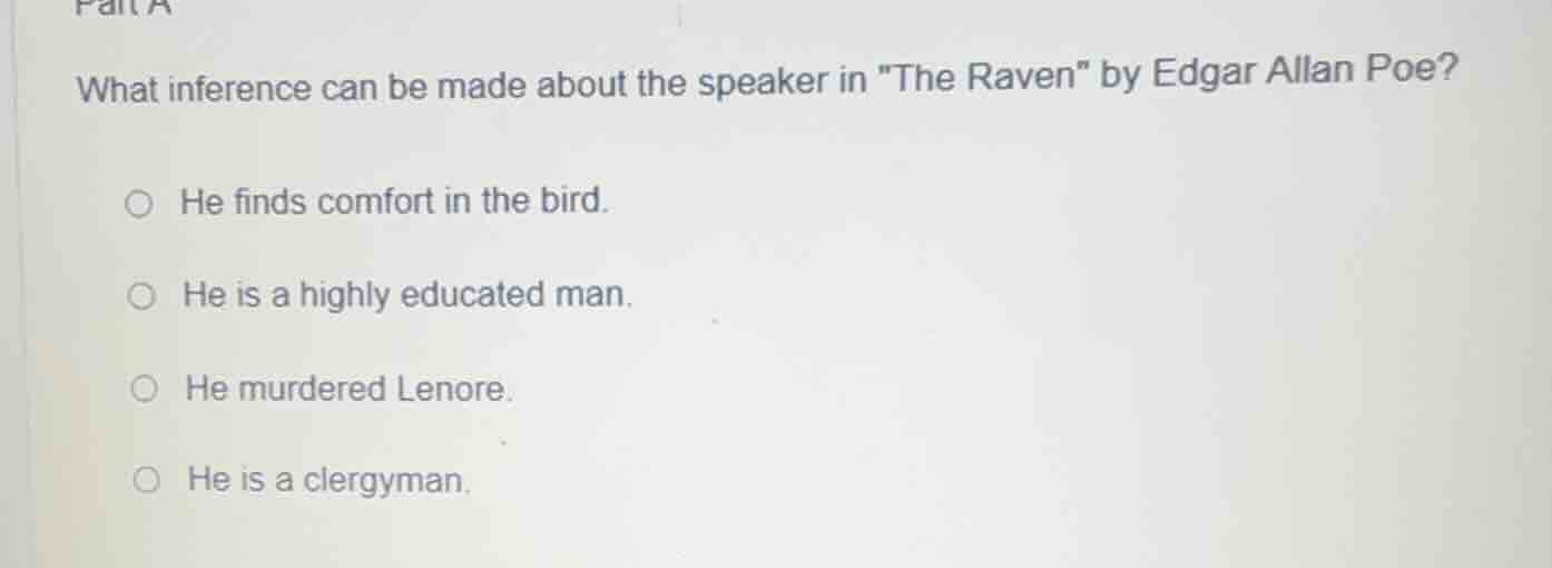 part a what inference can be made about the speaker in \the raven\ by e…