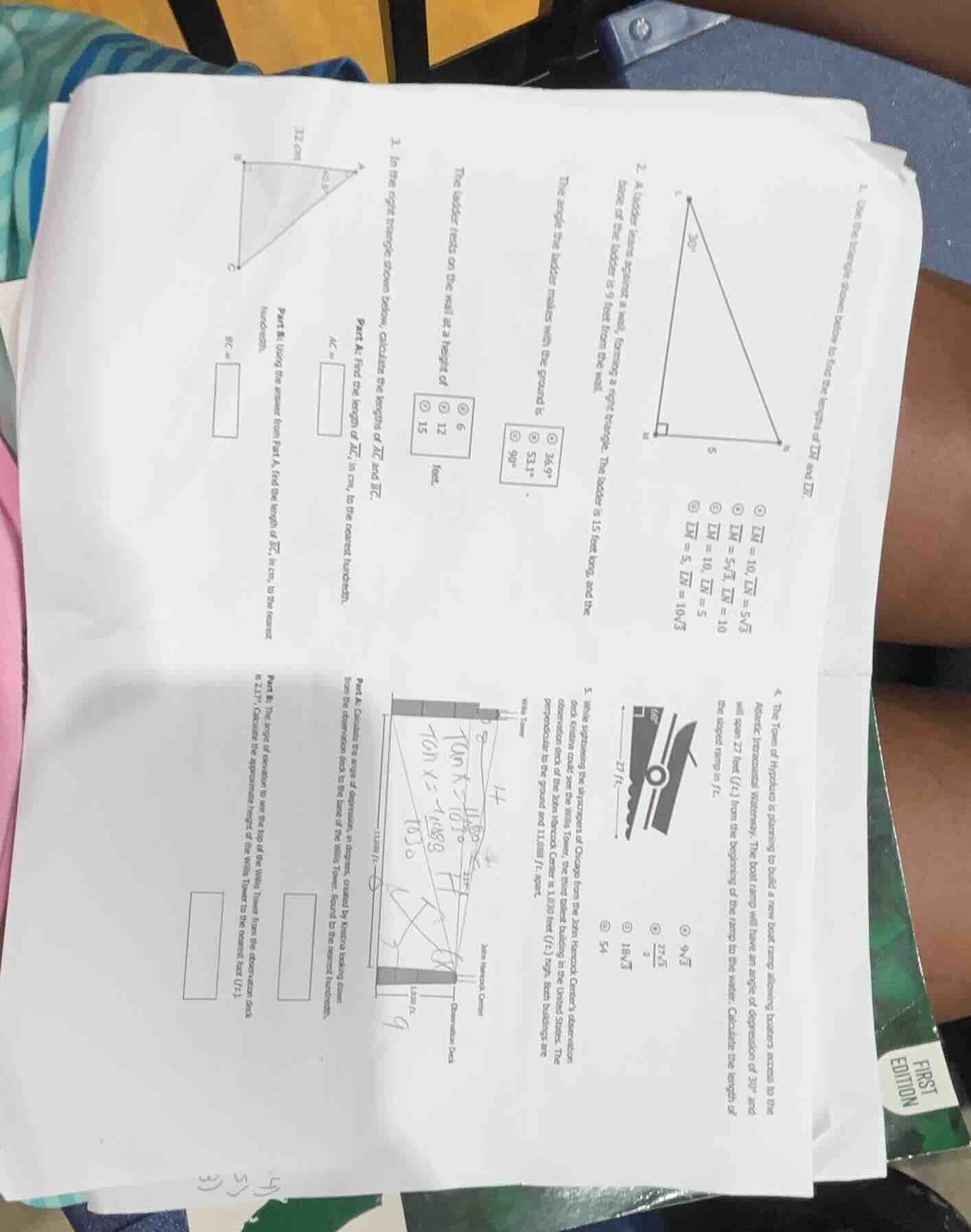 1. use the triangle shown below to find the lengths of \\( \\overline{l…
