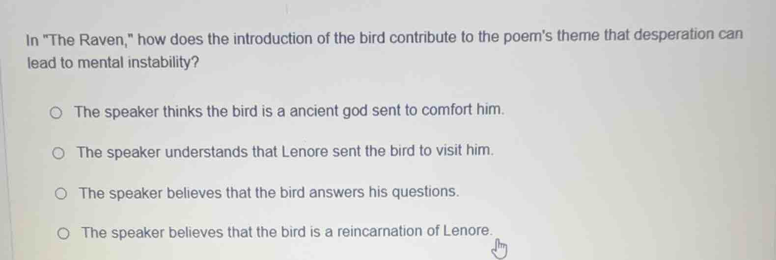 in \the raven,\ how does the introduction of the bird contribute to the…
