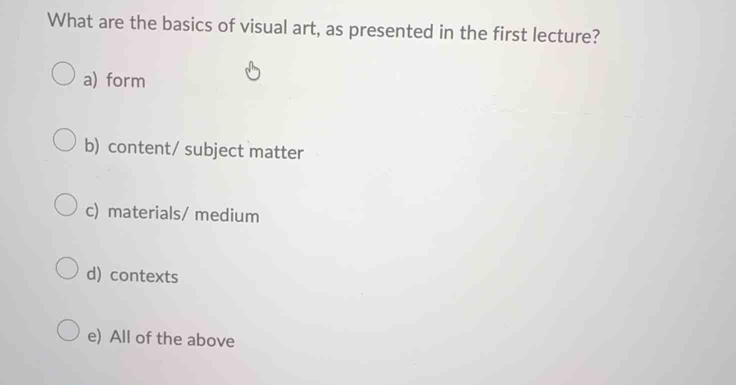 what are the basics of visual art, as presented in the first lecture? a…