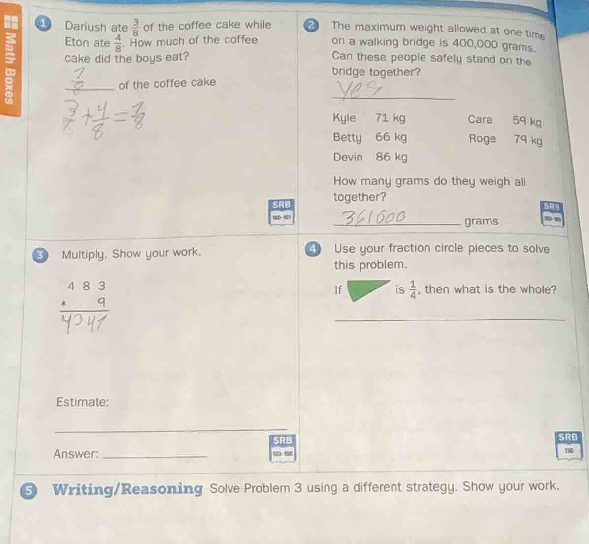 1 dariush ate \\(\\frac{3}{8}\\) of the coffee cake while eton ate \\(\…