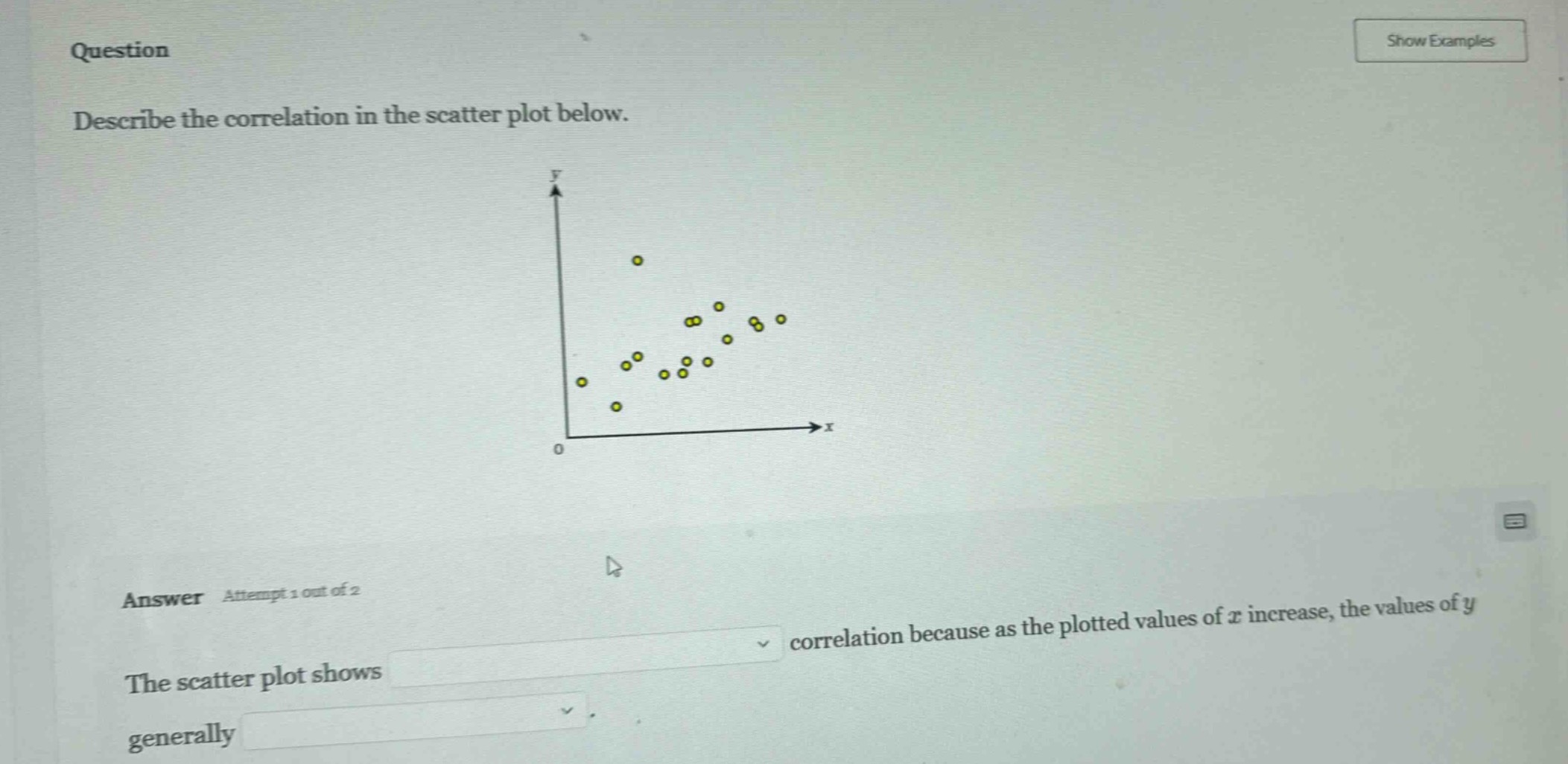 question describe the correlation in the scatter plot below. answer att…