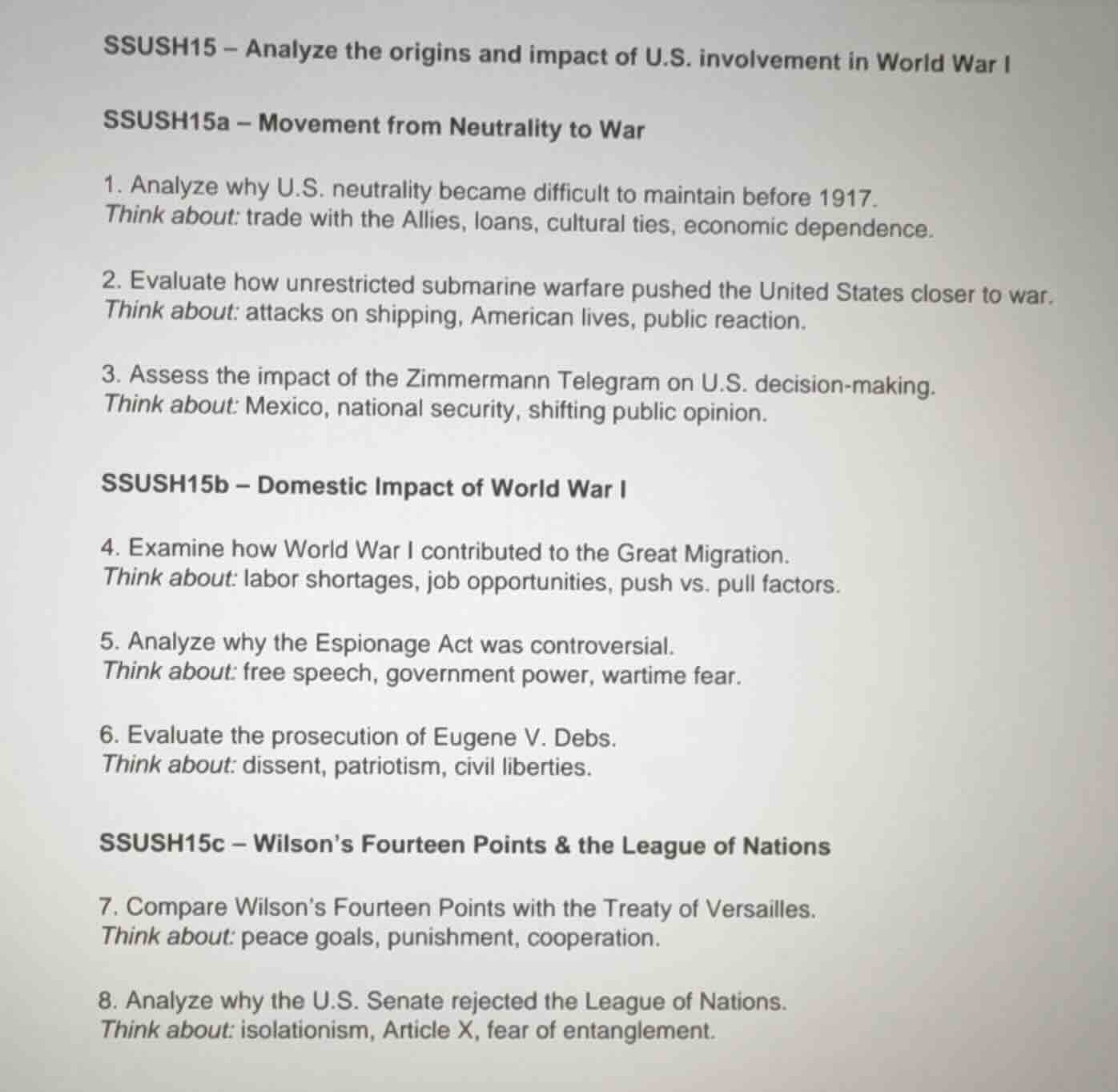 ssush15 – analyze the origins and impact of u.s. involvement in world w…