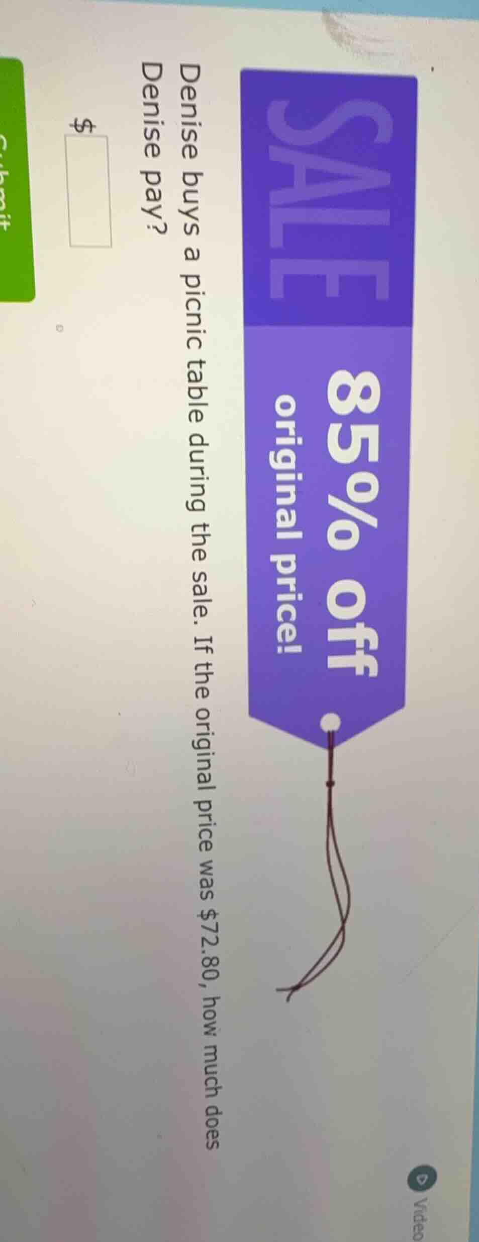 sale 85% off original price! denise buys a picnic table during the sale…