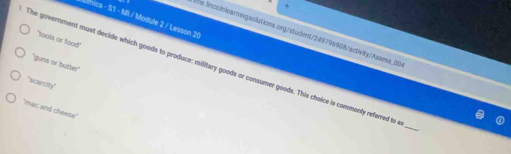 1 the government must decide which goods to produce: military goods or …